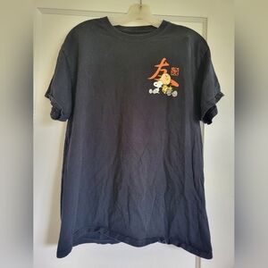 Japanese Peanuts Distressed Black Snoopy Unisex Tee Size Large